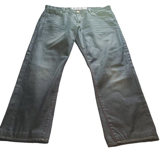 AKOO 38x30 A King Of Oneself Straight Leg Designer Jeans Dark Wash Red Stitching